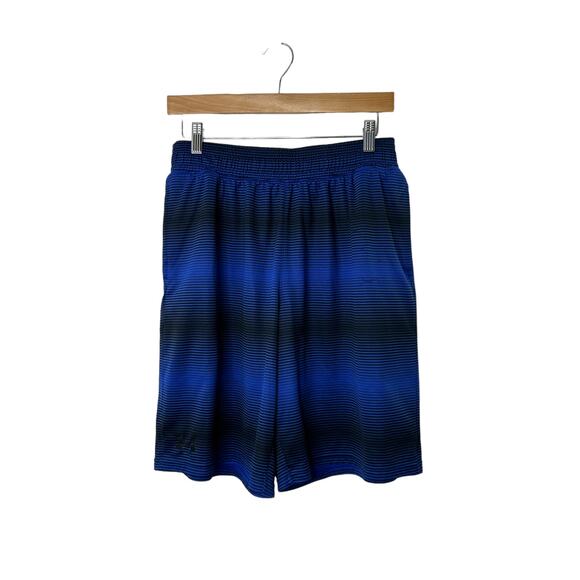 Under Armour Blue & Black Stripe Loose Fite Athletic Shorts Men's Large - Picture 1 of 5